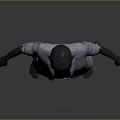 Full Body 3D Model Wearing Light Blue Open Shirt Dark Blue Pants And Red Belt