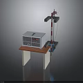 Laboratory Equipment Setup With White Control Box And Metal Arm On Wooden Table