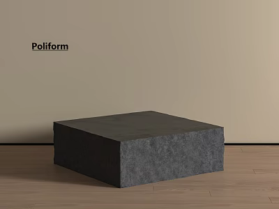 Poliform Dark Square Coffee Table With Stone Like Surface And Wooden Floor Beige Wall 3d model