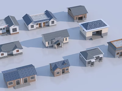 Various Detailed House Models With Different Architectural Styles And Roof Designs 3d model