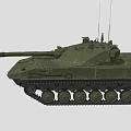 Military Green Tank With Long Barrel Tracks And Antenna On Gray Background