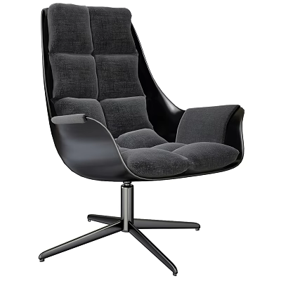Modern Office Chair With Gray Upholstered Cushion Black Frame And Swivel Base For Comfortable Use 3d model