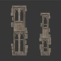 Architectural Model Of Two Gothic Stone Towers With Arched Windows