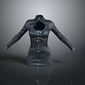 Black Modern Faux Leather Coat With Stand Collar Long Sleeves And Buckle Details
