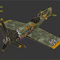 Space and Aerospace 3D Airplane Model Miss Avion Green Camouflage Yellow Orange Accents Wing 33