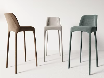 Modern Bar Stools In Brown Beige And Green Colors For Modern Interior 3d model