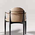 Modern Leather Accent Chair With Curved Backrest And Black Metal Frame