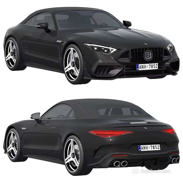 Black Mercedes Benz AMG Convertible Car With Sporty Sleek Design And Aerodynamic Look 3d model 
