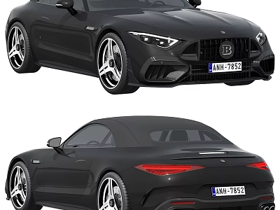 Black Mercedes Benz AMG Convertible Car With Sporty Sleek Design And Aerodynamic Look 3d model