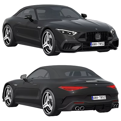 Black Mercedes Benz AMG Convertible Car With Sporty Sleek Design And Aerodynamic Look 3d model