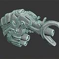 Mythical Beast Head Weapon With Intricate Mechanical Design And Multiple Barrels 3d model