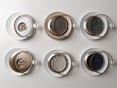 Stylish Circular Wall Decor With Six Metal And Glass Intricate Pattern Pieces 3d model