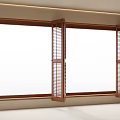 Wooden Frame Windows With Open Shutters And White Glass Interior