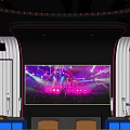 KTV Interior Design With Neon Lights Large Screen Comfortable Seating And Modern Decor