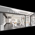 PANDA Store Modern Retail Space With Glass Facade And Interior Display Shelves