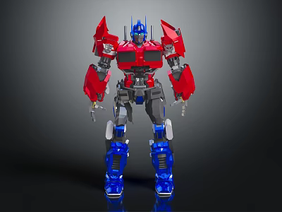 3D Rendered Robot Character With Mechanical Red Blue Design And Detailed Metallic Parts 3d model