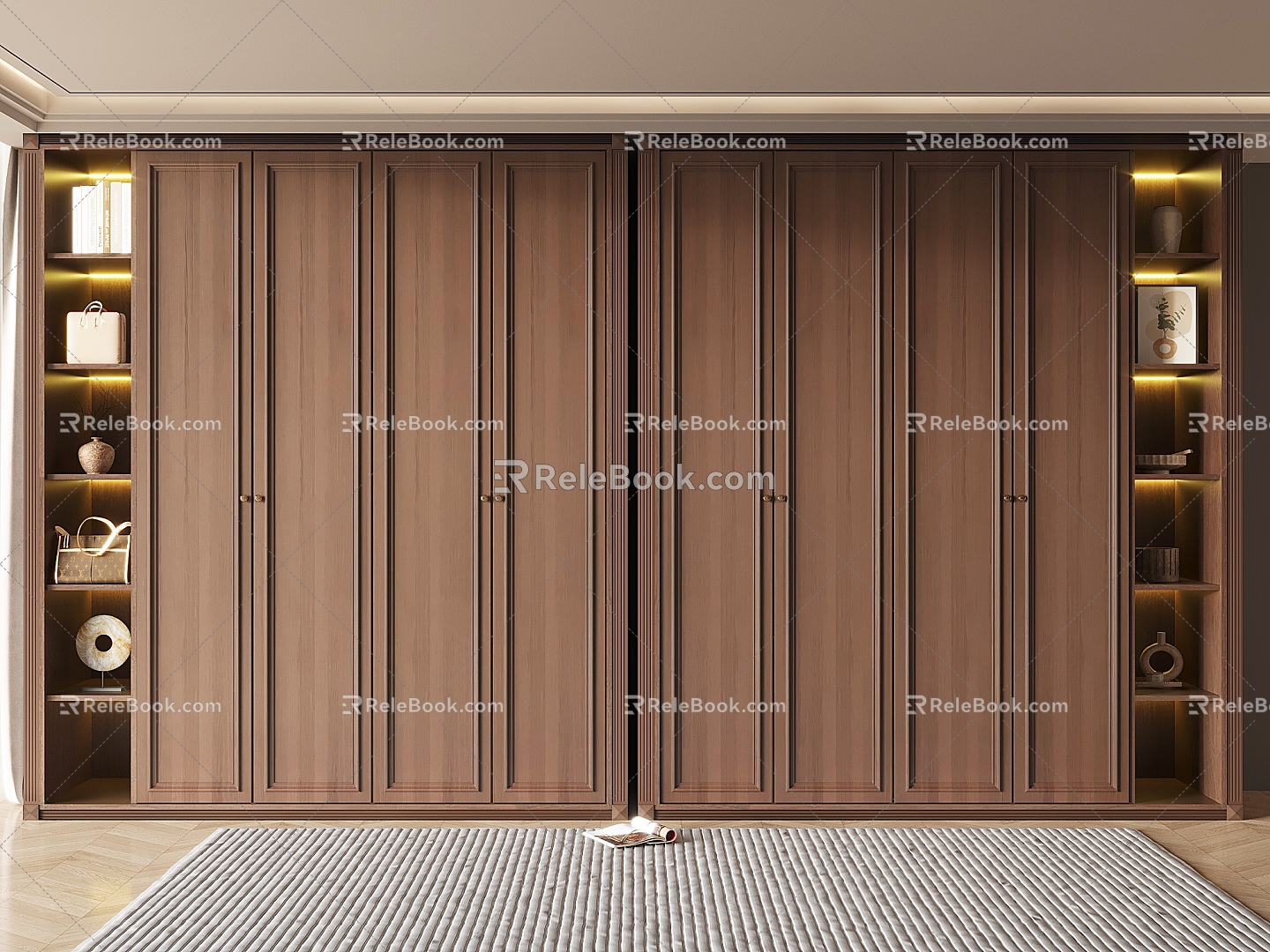 French Middle Style Wardrobe Non-Corner Flat Door French-to-Top Wardrobe Gated Wardrobe 3d model