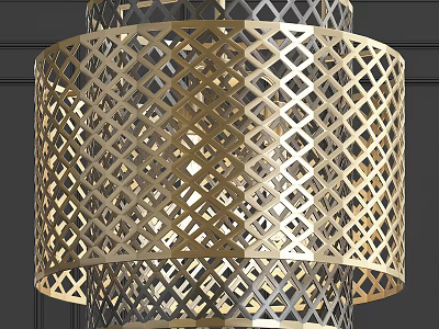 Modern Metal Chandelier With Lattice Design Gold Black Finish Interior Decor 3d model