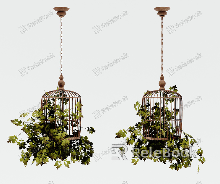 Modern hanging basket birdcage hanging plant model