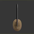 Katana Weapon Featuring Red Handle Golden Accent Long Slender Blade On Gray Background