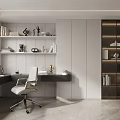 Modern Study Desk Office Desk Multi-functional Bookcase 3d model