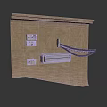 Brown Wall Mounted Component With Metal Fixture Small Panels And Black Wires