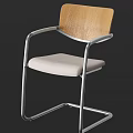 Modern Leisure Chair With Metal Frame Padded Seat And Wooden Backrest