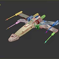 Detailed X Wing Fighter Model Featuring X Shaped Wings And Sci Fi Design