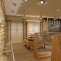 Modern Shopping Mall Store Interior Design With Wooden Display Racks And Exhibition Tables