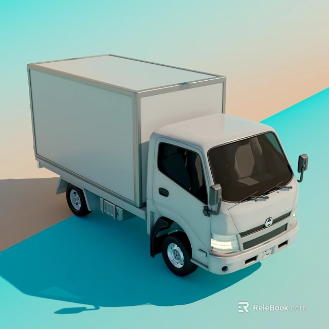 White Commercial Utility Van With Enclosed Cargo Box And Cab For Delivery Transport 3d model 