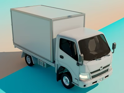 White Commercial Utility Van With Enclosed Cargo Box And Cab For Delivery Transport 3d model