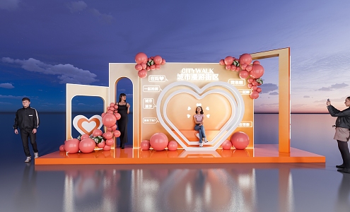 Modern Orange Online Red Love Card Wall Interactive Card Pin Photographing Meichen 3d model