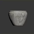 Hand Carved Clay Pot Sculpture With Textured Surface And Rustic Design 3d model