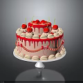 Elegant Pink Cake Decorated With Fresh Cherries Buttercream Frosting And Sugar Drizzle On White Stand