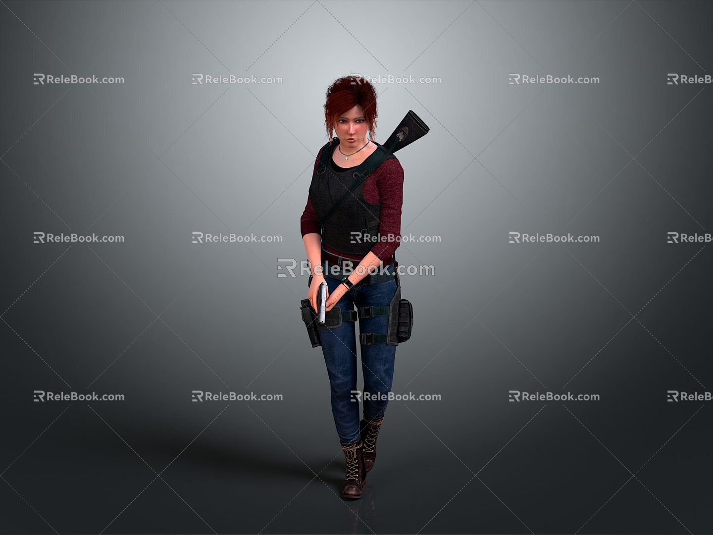 Lady Soldier Female Detective Female Hit Warrior Samurai Soldier Detective Agent Hit 3d model