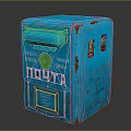 Vintage Blue Post Box With Russian ПОЧТА Lettering Stickers And Distressed Paint Finish