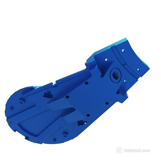 Blue Engineering Industrial Mechanical Part With Multiple Holes And Structure 3d model 