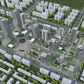 Aerial View Urban Planning with Tall Buildings Green Areas and Street Layout