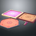 Different Shaped Tabletop Game Boards With Colorful Chips And Decorative Patterns