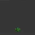 Cartoon Green Frog Character With Smiling Face And Big Blue Eyes On Dark Background