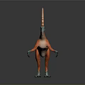 3D Dinosaur Character Standing Pose Model With Orange Body White Tail Green Head And Claws