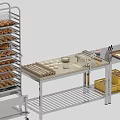 Stainless Steel Commercial Kitchen Baking Tools With Bread Rack Workbench Dough Bowls And Crates