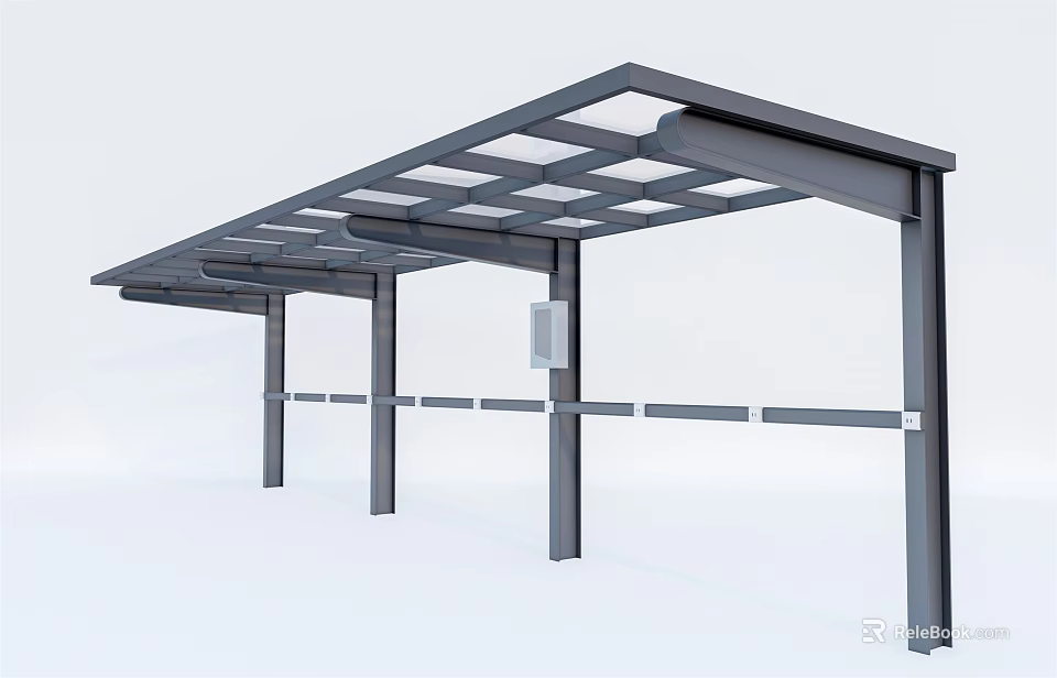Durable Modern Outdoor Canopy With Metal Frame And Transparent Roof Design 3d model 