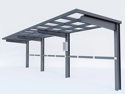 Durable Modern Outdoor Canopy With Metal Frame And Transparent Roof Design 3d model