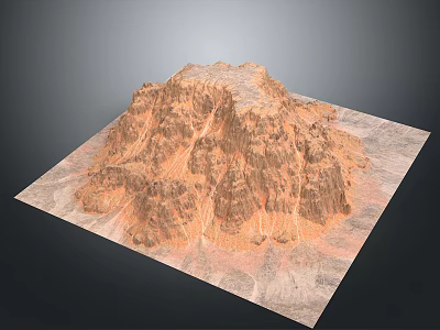 Rough Textured Reddish Brown Mountain Landscape On Arid Desert Ground 3d model
