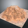 Rough Textured Reddish Brown Mountain Landscape On Arid Desert Ground 3d model