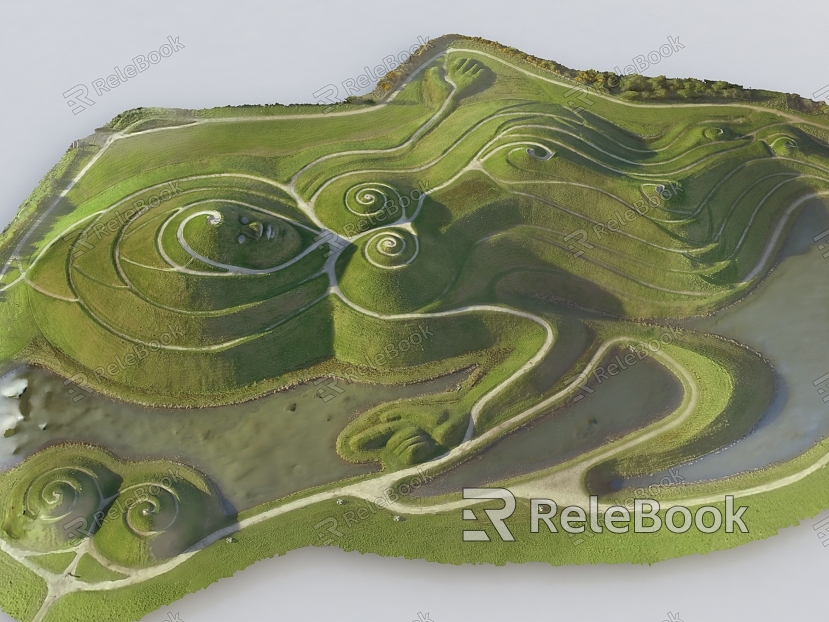 farmland village rural paddy field pastoral terrain hilly plain grassland lawn vegetable field model