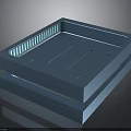 Sleek Blue Technical Component With Illuminated Edges And Internal Compartments Design