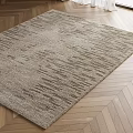 Modern Square Carpet With Textured Pattern On Herringbone Wooden Floor