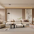 Modern Minimalist Living Room Balcony Cabinet Sofa Combination Coffee Table Sofa Background Wall 3d model